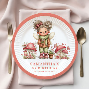 Pratos Florais Rosa de Aniversário de 1 Ano da Fad
