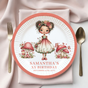 Pratos Florais Rosados de Aniversário de 2 Anos da