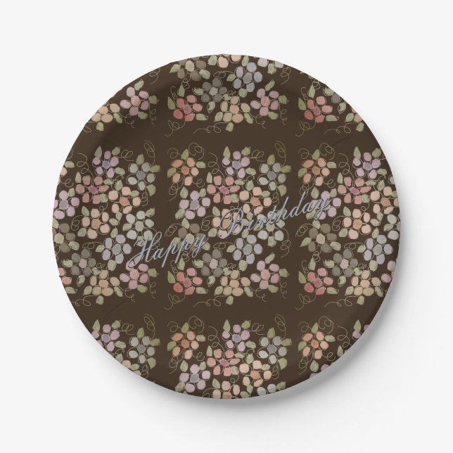 Pratos Marrom Chocolate com Flores Bonitas para An (Frente)