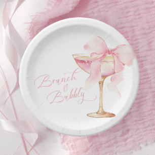Pratos para Brunch e Bubbly com Laço Rosa para Chá