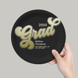 Pratos para Festa de Formatura Preto Dourado Rótul