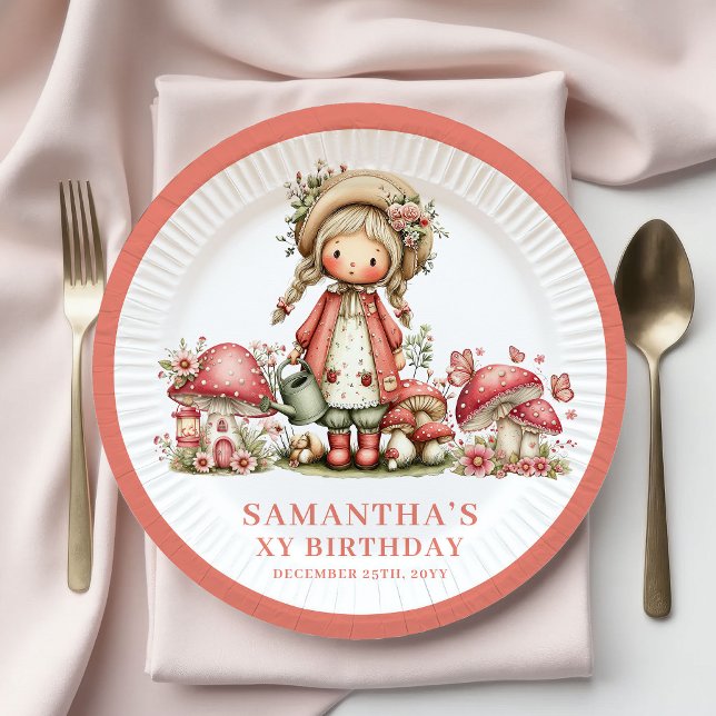 Pratos Rosa Bege Whimsy Fairy 7º Aniversário (Whimsy Fairy 7th Birthday Blush Pink Plates)