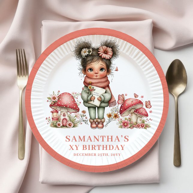 Pratos Rosa Pastel Aniversário de 1 ano da Fada Fa (Whimsy Fairy 1st Birthday Pastel Pink Plates)