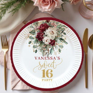 Pratos Soft Sweet 16 Blush Burgundy Eucalipto
