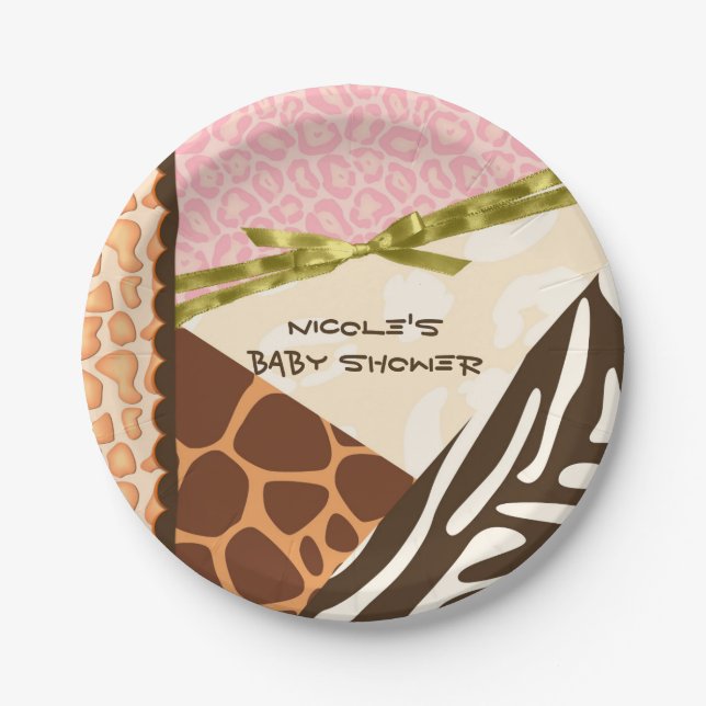 Pratos Temáticos de Safari Rosa para Meninas para  (Frente)