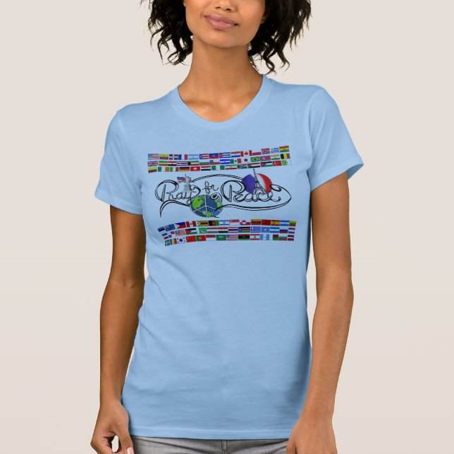 Pray para o t-shirt da mulher da paz (Frente)