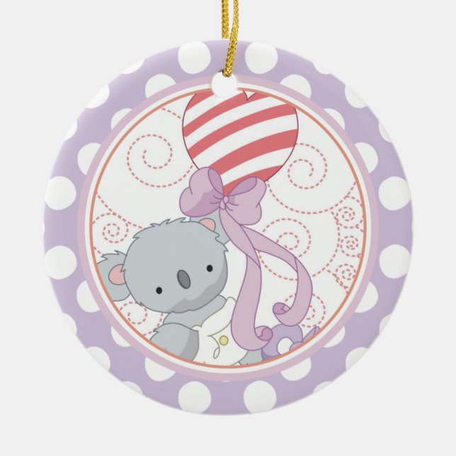 Precioso koala Bebê Primeiro Ornamento de Natal (Frente)