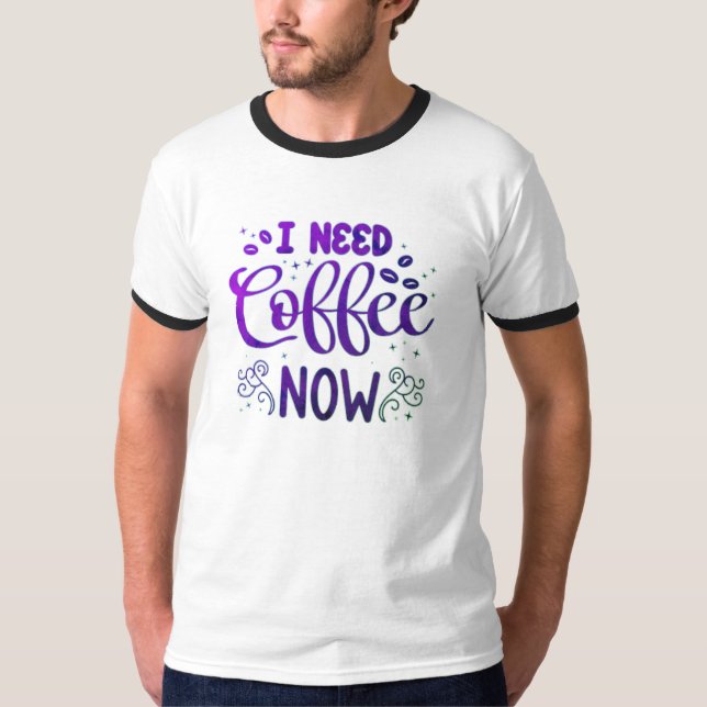 Preciso de café agora, camiseta básica de ferros d (Frente)