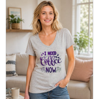 Preciso de Café Agora Camiseta Divertida de Café