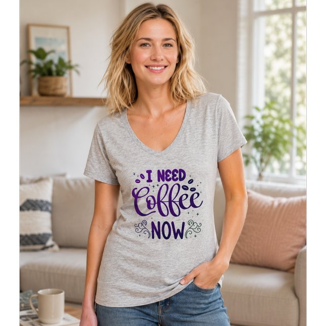 Preciso de Café Agora Camiseta Divertida de Café (Criador carregado)