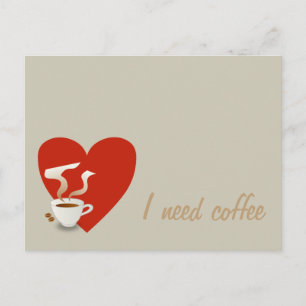 Preciso de café - cartão postal