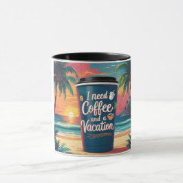 Preciso de café e Caneca de viagem tropical de fér