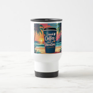 Preciso de café e Caneca de viagem tropical de fér