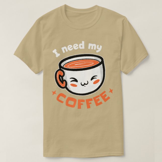 Preciso Do Meu Café! T-Shirt Premium de Café (Frente do Design)