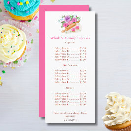 Preço do Menu de Cupcake com Rosas de Rolo de Aqua
