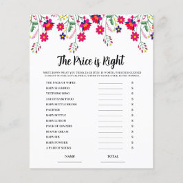 Preço Floral Mexicano é Cartão de Jogo Bebê Certo