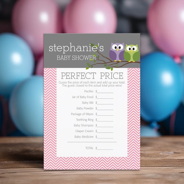 Preço perfeito - Chá Jogos, Coruja Rosa Rosa (Custom Shower Game)