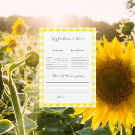 Predições de Bebê Gingham Amarelo II Convite