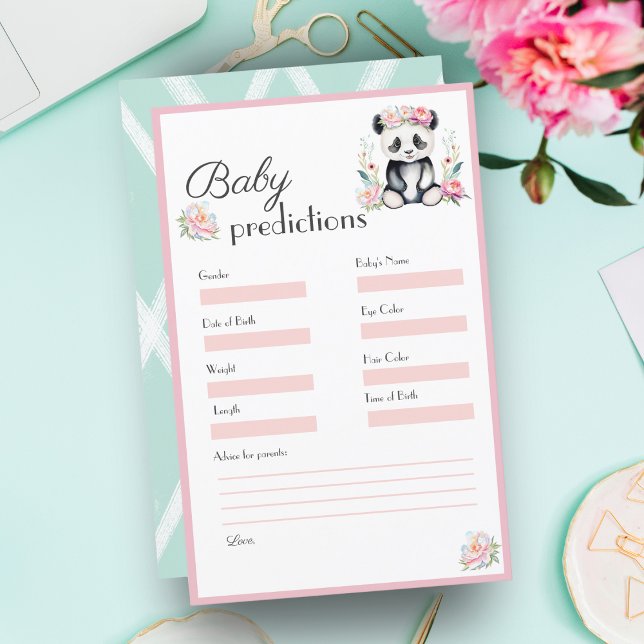 Predições de Bebê Panda Peônias Selva Bebê (Serene baby panda amidst peonies, balloons, eucalyptus - perfect for baby predictions!

)