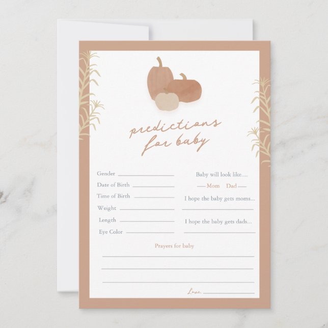 Predições de queda para o jogo de Chá de fraldas (Frente)