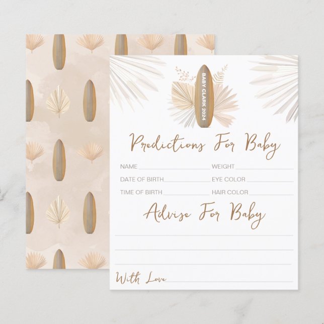 Predições do chá de fraldas e placa de conselho (Frente/Verso)