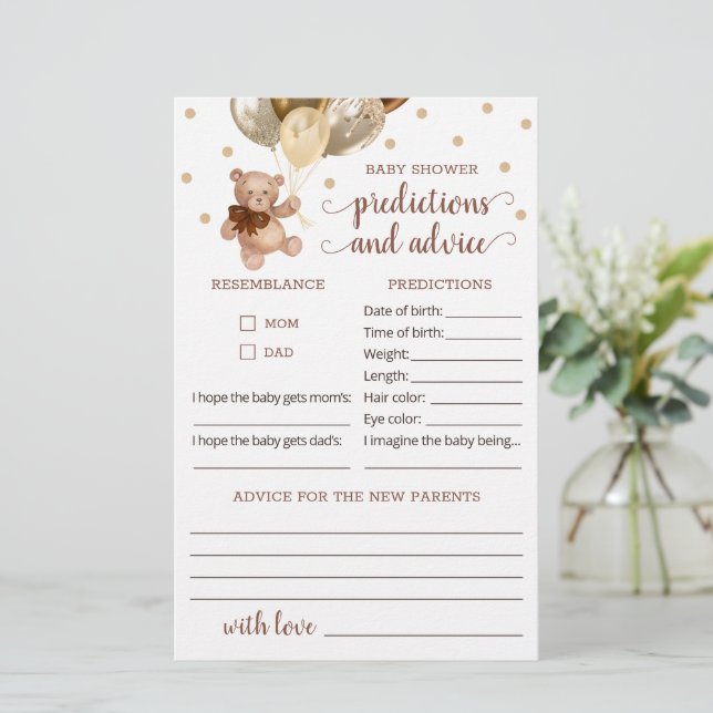 Predições e Chá de fraldas de Conselhos para Bebês (Em pé/Frente)