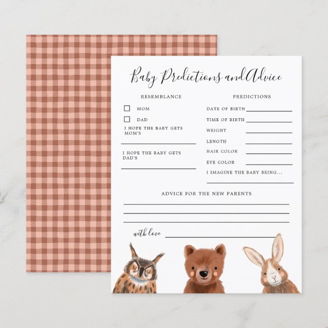 Predições e conselhos para bebês da Woodland (Frente/Verso)