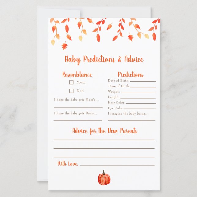 Predições e conselhos Pequeno Chá de fraldas de Ab (Frente)