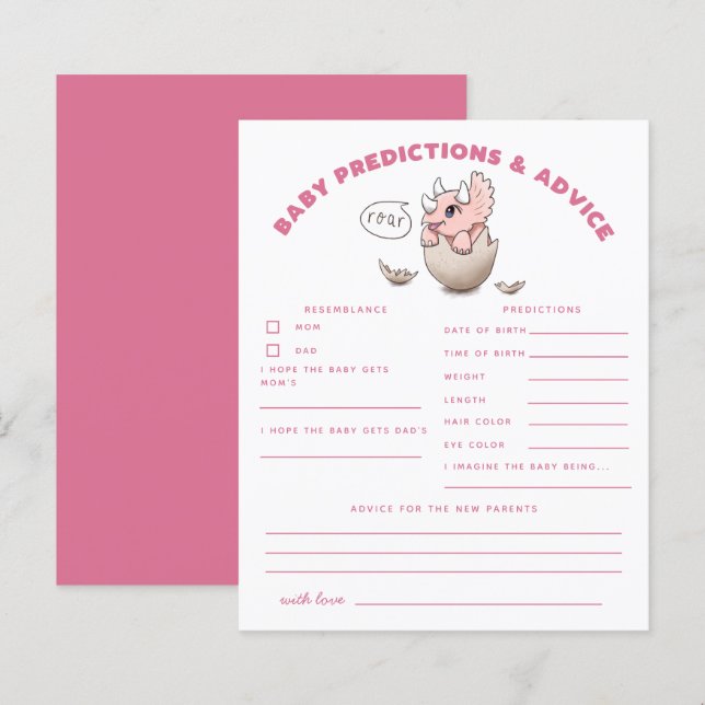 Predições e conselhos sobre o Dinossauro Rosa (Frente/Verso)