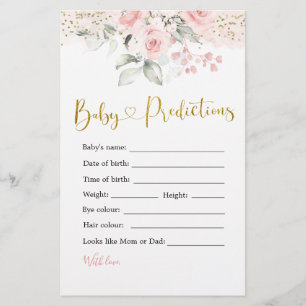 Predições para bebês de Chá de fraldas Floral Rosa