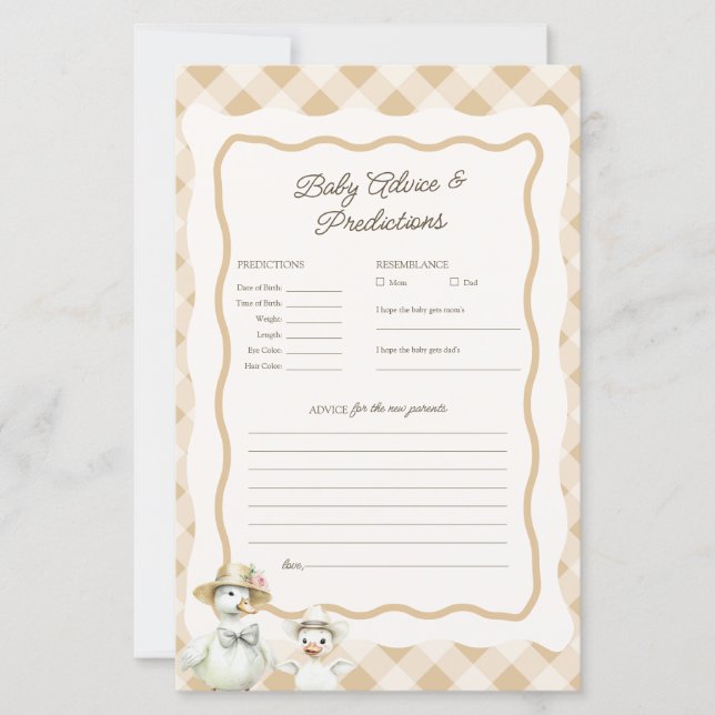 Predições para Bebês e Jogo de Chá de fraldas de C (Frente)