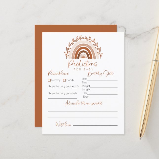 Predições para Cartão de Bebê, Jogo Arco-Íris Boho (Frente/Verso In Situ)
