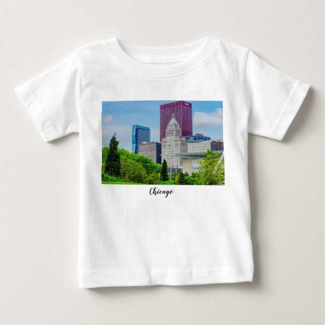 Prédios Em Chicago Baby T-Shirt (Frente)