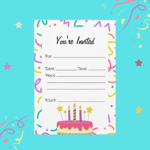 Preencha O Convite De Aniversário Do Vazio