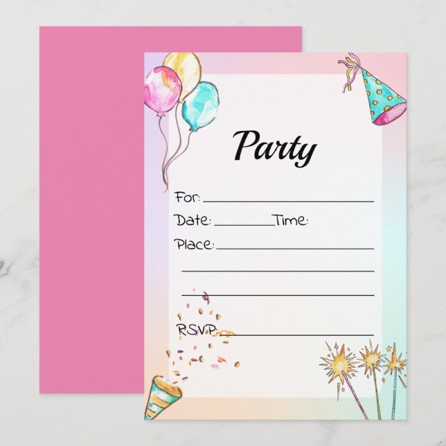 Preencha O Convite De Aniversário Do Vazio (Frente/Verso)