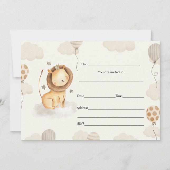 Preencha o convite para vazios, leão birtdhay boy (Frente)