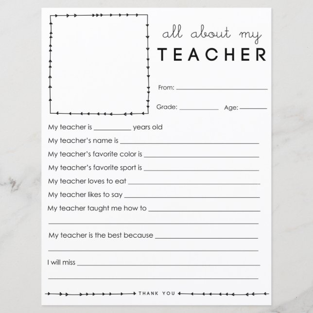 Preencha o Vazio todo sobre meu professor (Frente)