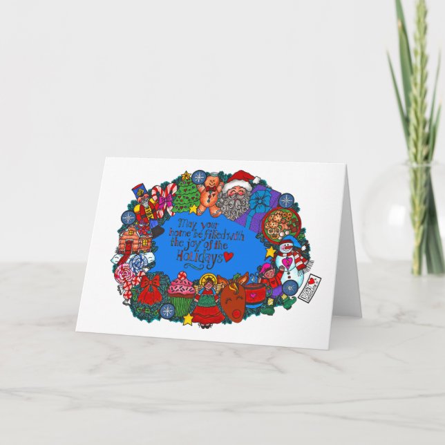 Preenchido com a Alegria do Cartão de Férias (Frente)