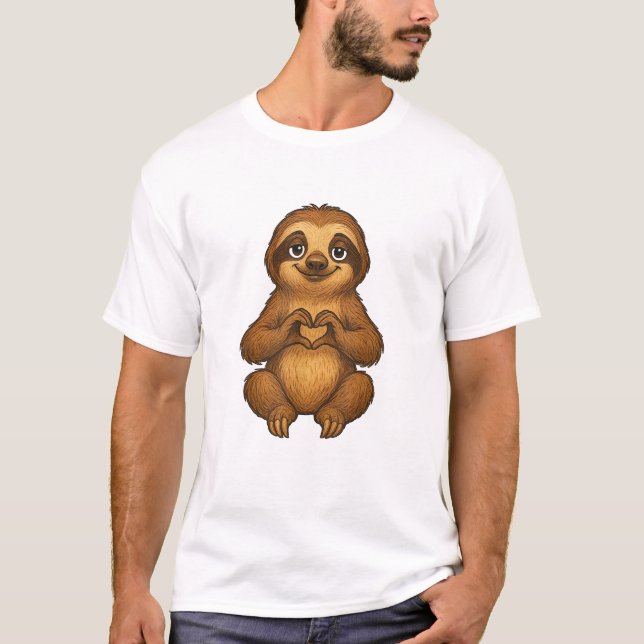 Preguiça com Coração _ Camiseta com Símbolo de Pre (Frente)