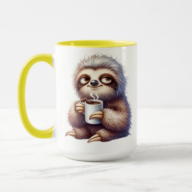 Preguiça com uma xícara de café (Esquerda)