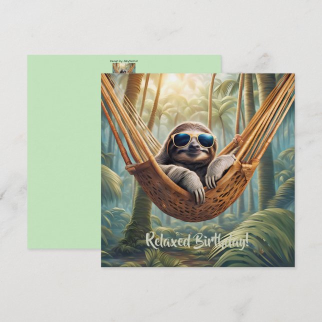 preguiça engraçada com óculos escuros em uma rede (Frente/Verso)