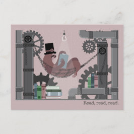Preguiça Steampunk Lendo Cartões Postais