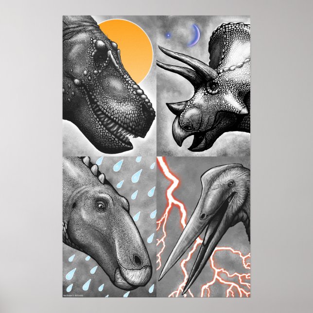 Prehistoric Portraits Poster - Black and White (Frente)