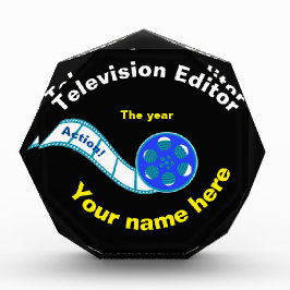 Prêmio acrílico do editor de televisão