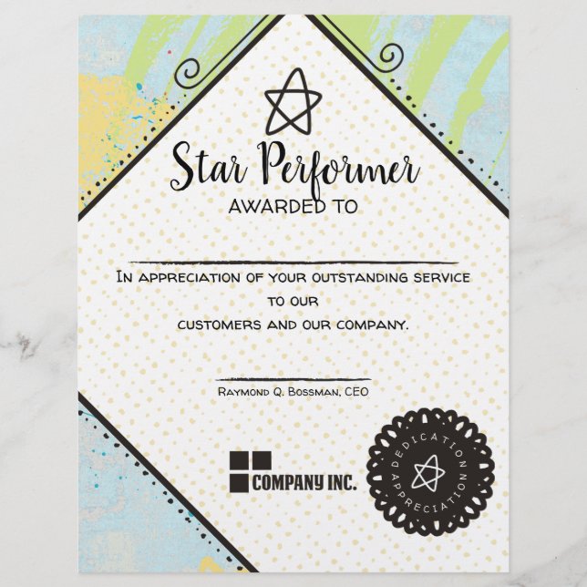 prêmio de apreciação de funcionários com abstrato  (Frente)