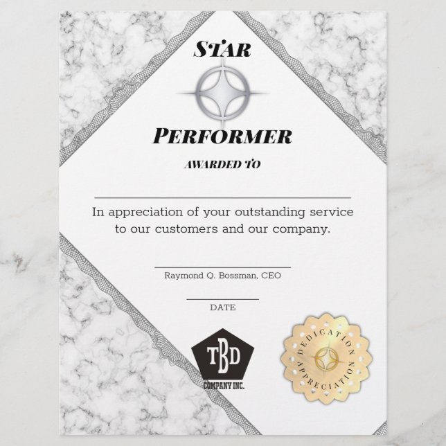 Prêmio de apreciação de funcionários com melhor de (Frente)