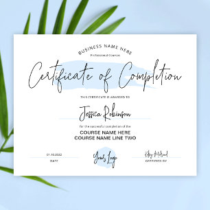 Prêmio de Certificado de Conclusão Azul