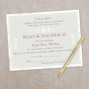 Prêmio de Certificado de Lua Principal de Reiki