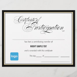 Prêmio de certificado de participação - Adicionar 