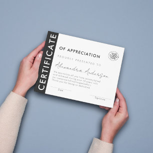 Prêmio de certificado Logotipo de empresa branco p